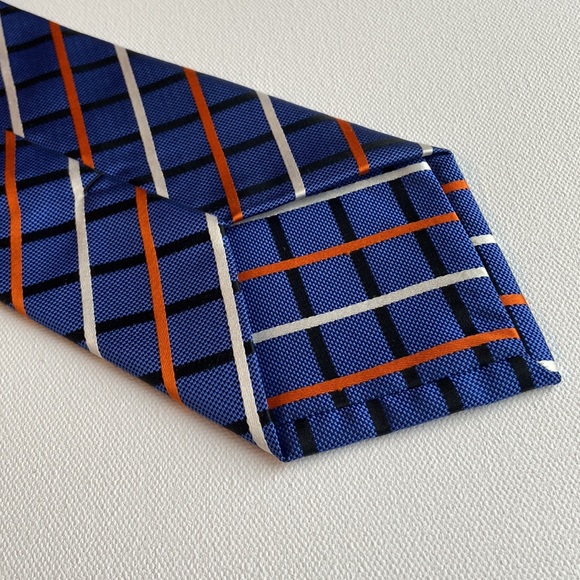 Raja of London Purple Grid Pattern Silk Tie - Picture 5 of 5